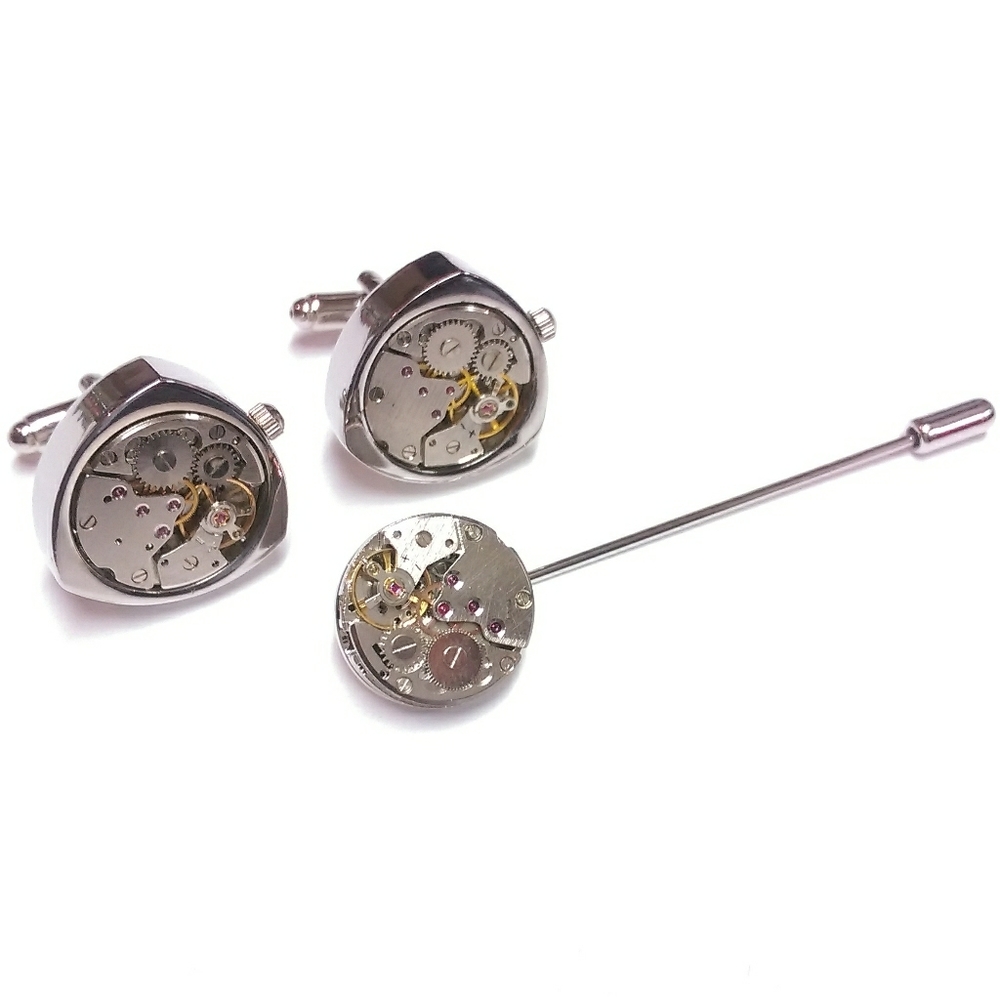 Exclusive Gear Movement Cufflinks with Matching La